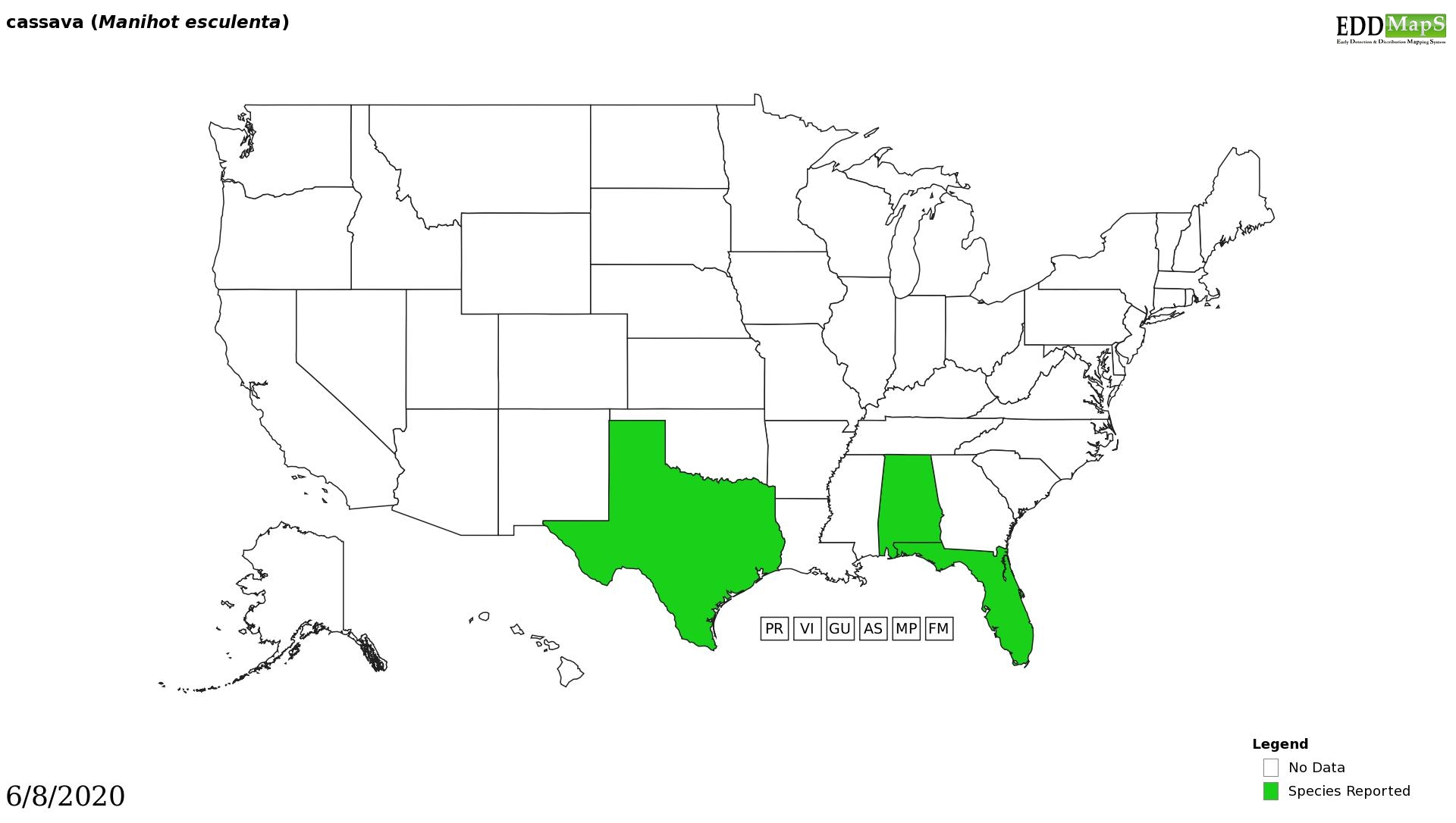 Cassava distribution - United States